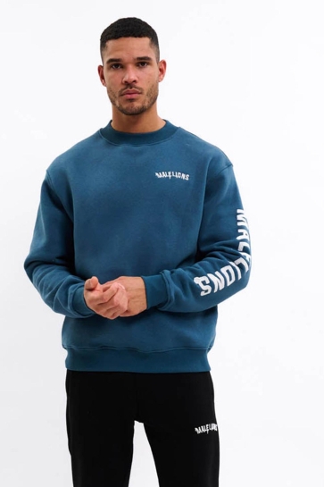 Malelions Trui GRAFFITI SWEATER MM1 AW25 44 BLUE SLATE