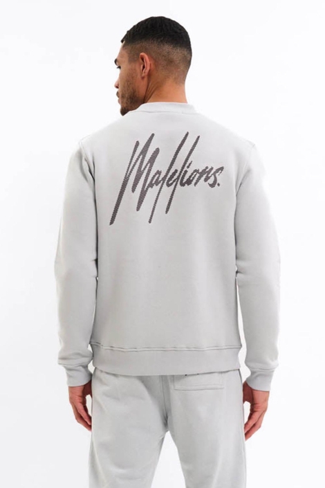 Malelions grijze heren sweater | Model achteraanzicht