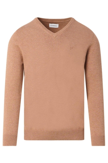 Campbell Trui V NECK SWEATER LONDON 102734 8478 THRUSH BROWN MELANGE