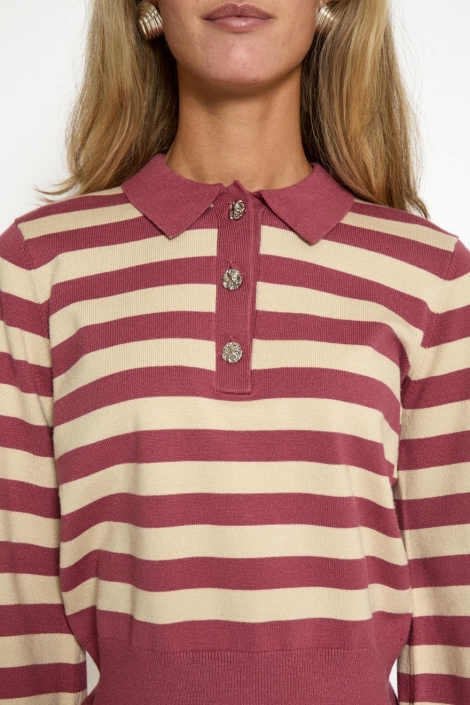 Minus bordeaux dames trui | Close up
