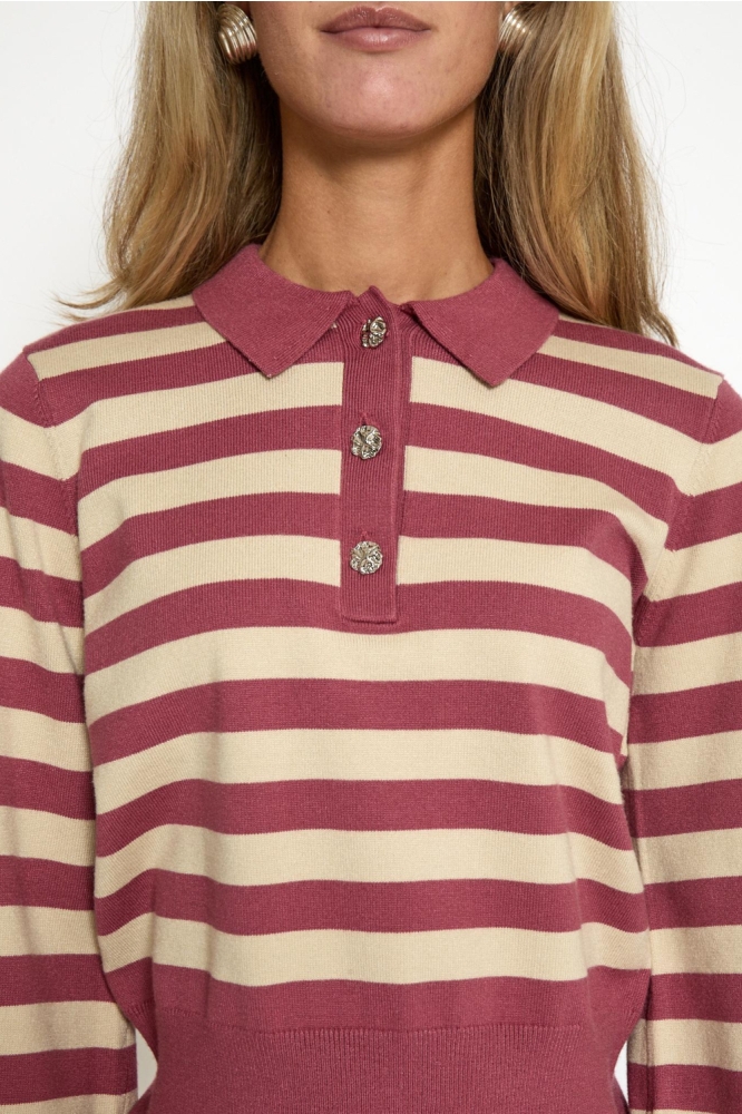 Minus bordeaux dames trui | Close up