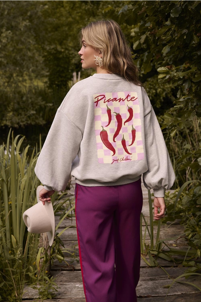 Ydence grijze dames sweater | Sfeerbeeld, In situatie