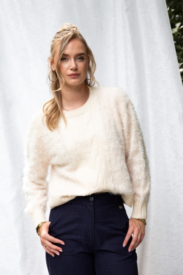 I-coni-K Trui HAIRY FEATHER CABLE 25W P453 01 03 OFF WHITE