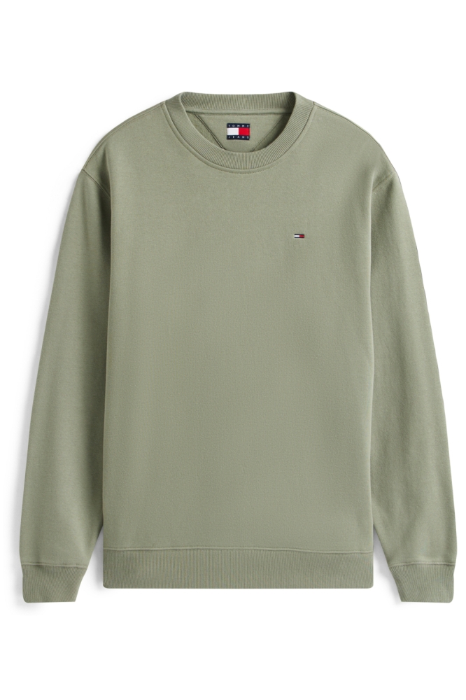 Tommy Jeans groene heren sweater | Vooraanzicht