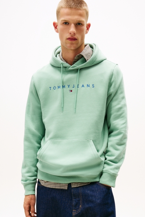 Tommy Jeans groene heren sweater | Model vooraanzicht