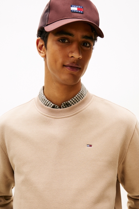 Tommy Jeans taupe heren sweater | Close up