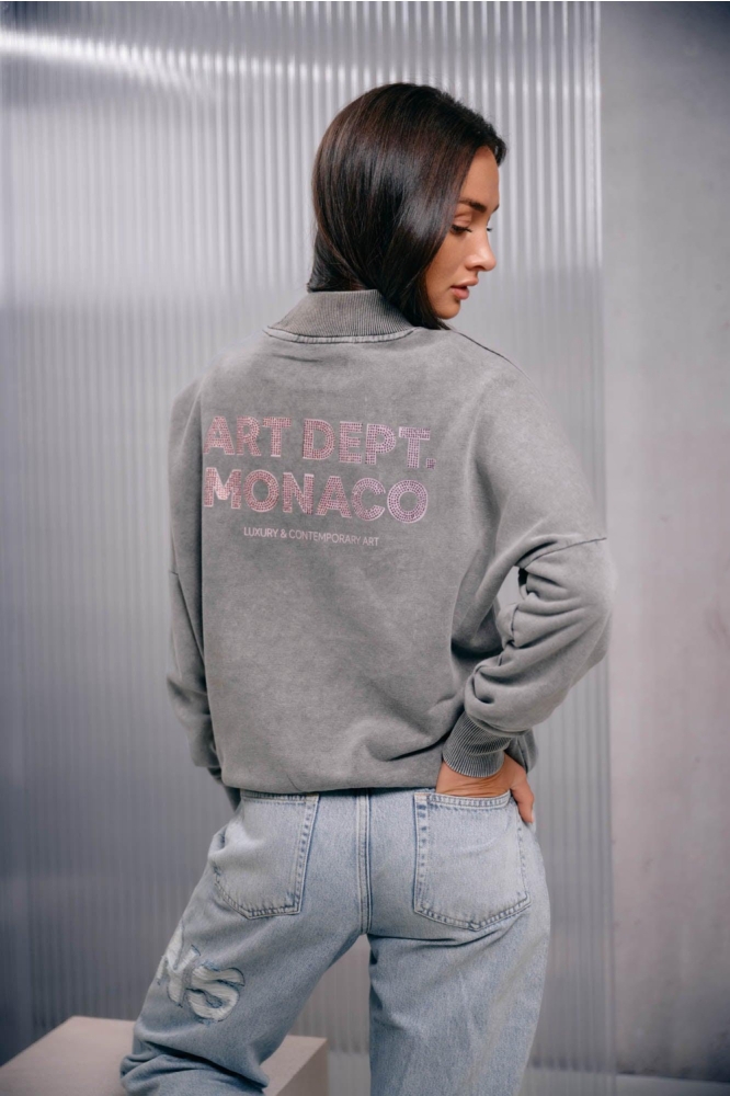Malelions grijze dames sweater | Model achteraanzicht