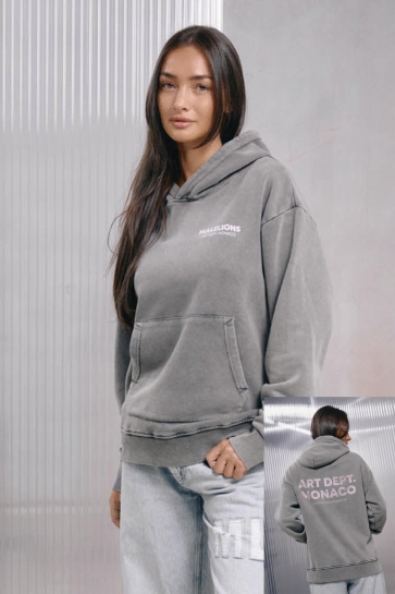 Malelions Trui RHINESTONE HOODIE MD1 AW25 20 848 ACID WASH
