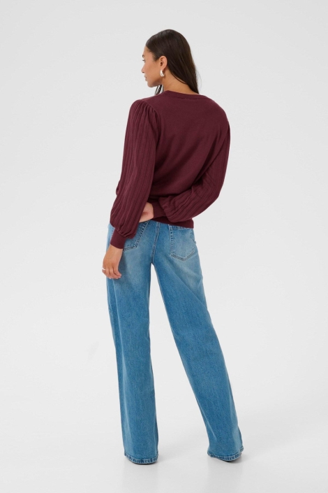 Kaffe bordeaux dames trui | Model achteraanzicht