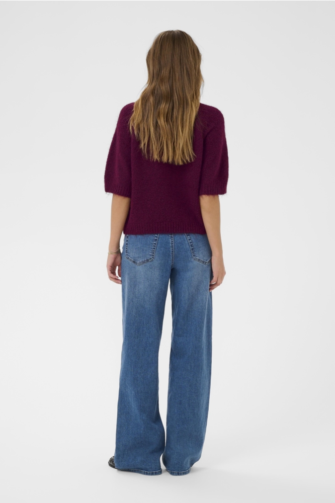 Kaffe bordeaux dames trui | Model achteraanzicht