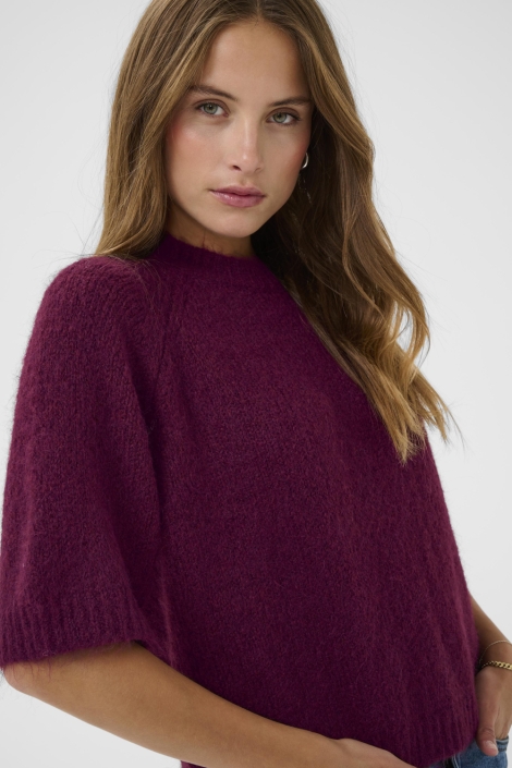 Kaffe bordeaux dames trui | Close up