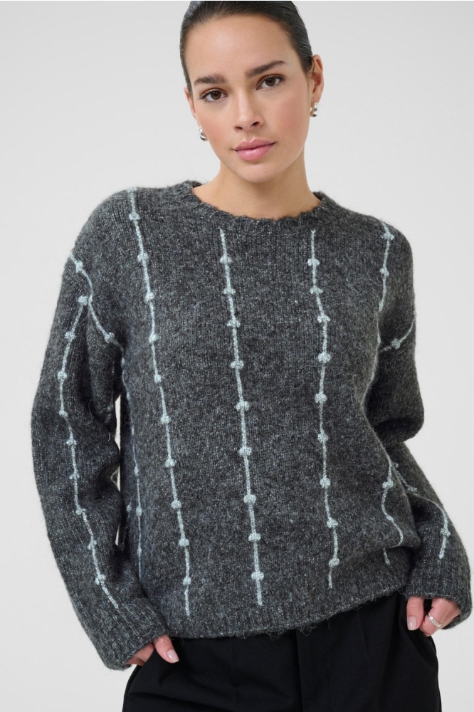 Kaffe grijze dames trui | Model vooraanzicht