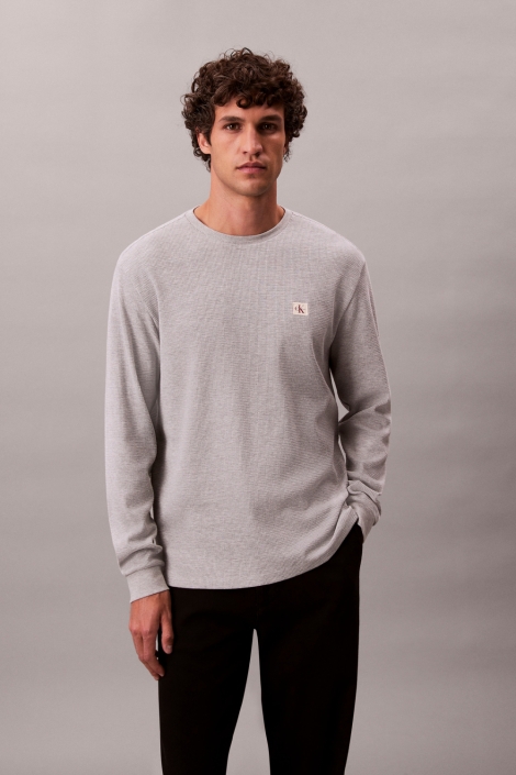 Calvin Klein grijze heren t-shirt | Model vooraanzicht