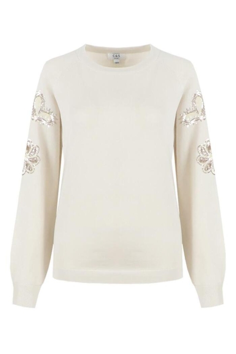 C&S The Label ecru dames trui | Vooraanzicht