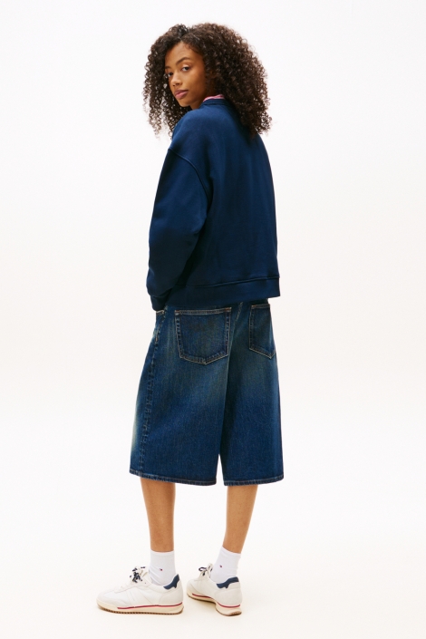 Tommy Jeans blauwe dames sweater | Model achteraanzicht