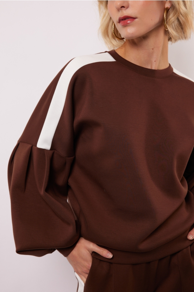 Fluresk bruine dames sweater | Close up