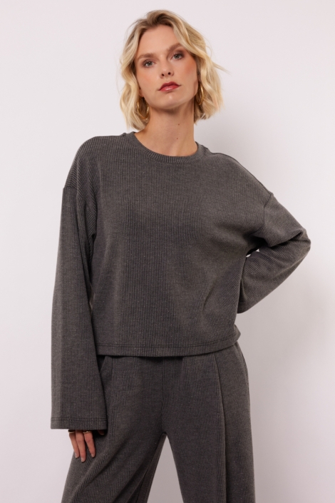 Fluresk grijze dames trui | Model vooraanzicht