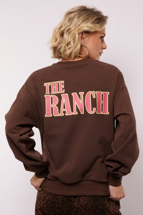 Fluresk bruine dames sweater | Model achteraanzicht