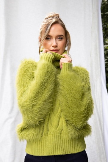 I-coni-K Trui SICILY FURRY CABLE 25W P402 01 207 LIME
