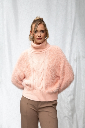 I-coni-K Trui SICILY FURRY CABLE 25W P402 01 404 SALMON