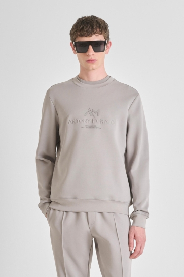 Antony Morato Trui COTTON BLEND SLIM FIT CREWNECK SWEATSHIRT WITH LOGO MMFL01102 FA150168 2043 CLAY