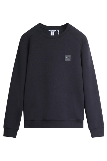 Antony Morato REGULAR FIT CREW-NECK SWEATSHIRT IN STRETCH SCUBA FABRIC WITH RUBBER LOGO BADGE MMFL01109 FA150215 7139 MARINE
