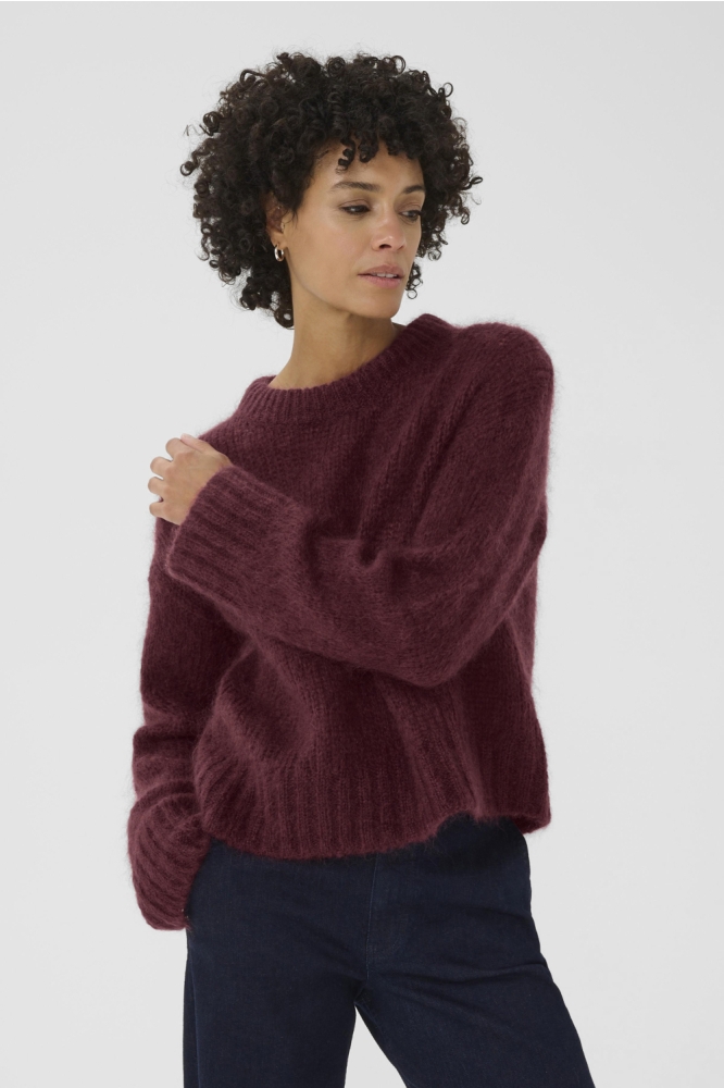 Part Two bordeaux dames trui | Model vooraanzicht