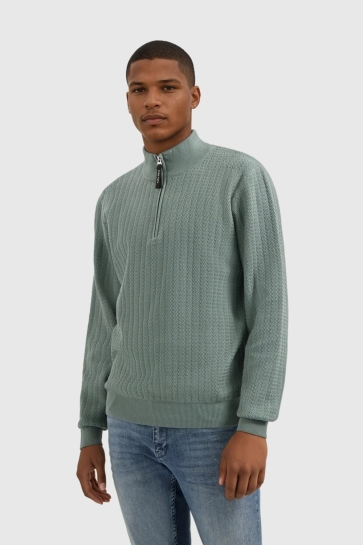 Pure Path REGULAR FIT ZIG ZAG HALF ZIP 25030802 10 ARMY GREEN