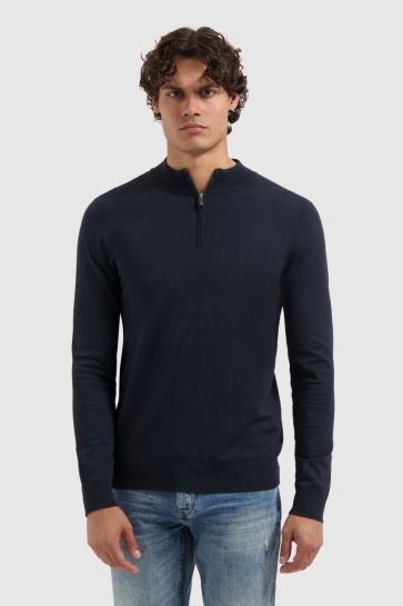 Pure Path Trui REGULAR FIT KNITWEAR HALFZIP LS 10815 57 DARK NAVY