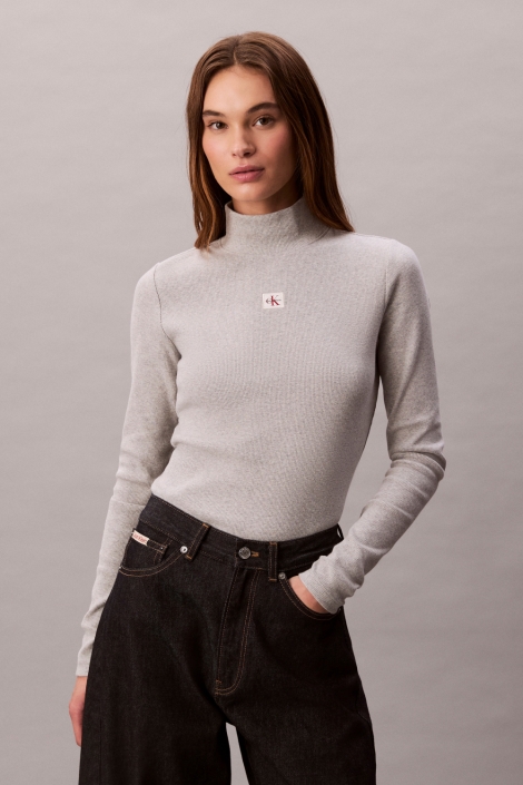 Calvin Klein grijze dames t-shirt | Model vooraanzicht