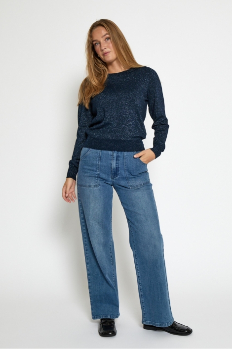 Peppercorn blauwe dames trui | Model
