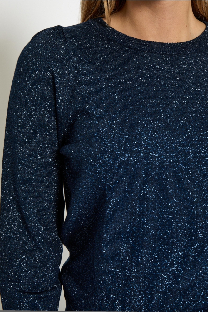 Peppercorn blauwe dames trui | Close up