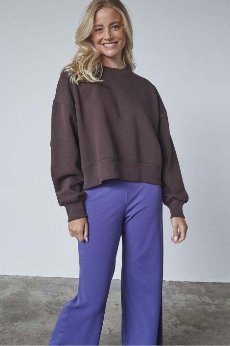 SisterS point bruine dames sweater | Model vooraanzicht