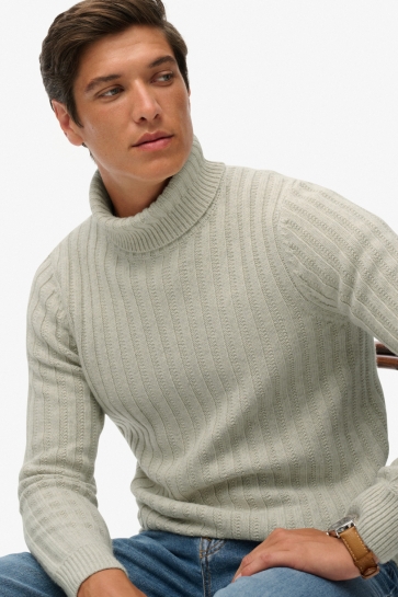 Superdry Trui MERCHANT RIB ROLL NECK M6110711A 1LG OATMEAL BEIGE