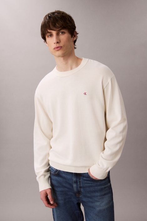 Calvin Klein beige heren trui | Model vooraanzicht