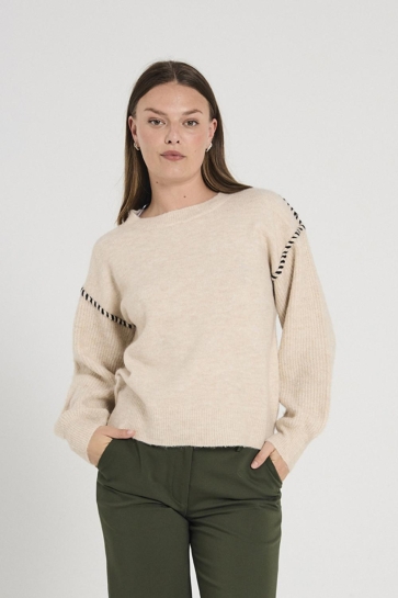 Freequent FQKINLOCK PULLOVER 204665 MOONBEAM MELANGE/W. BLACK