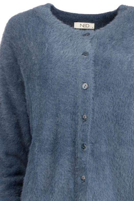 NED blauwe dames vest | Close up