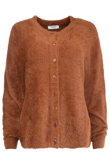 NED Vest FRINO LS RMJ FURRY KNIT 25W1 U172 06 672 butterum brown