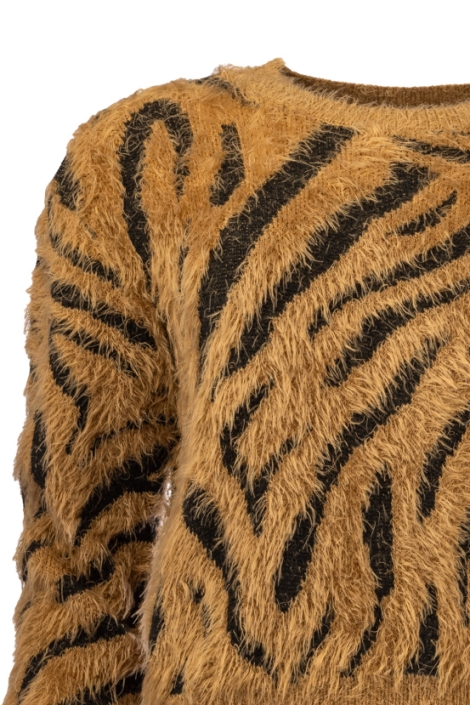 NED camel dames trui | Close up
