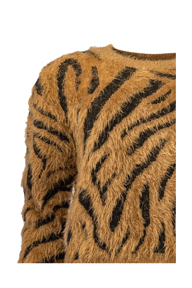 NED camel dames trui | Close up