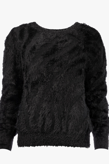NED Trui FEATHERS LS RMJ FURRY ZEBRA 25W1 U263 01 900-900 black-black
