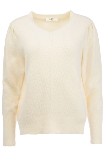 NED BELINS LS RMJ FURRY KNIT 25W1 U172 02 01 ecru