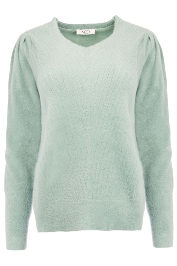 NED Trui BELINS LS RMJ FURRY KNIT 25W1 U172 02 3002 cameo blue