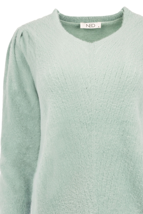 NED blauwe dames trui | Close up