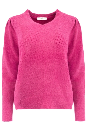 NED Trui BELINS LS RMJ FURRY KNIT 25W1 U172 02 467 fuchsia red
