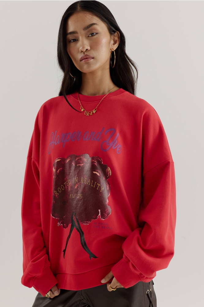 Harper & Yve rode dames sweater | Model vooraanzicht