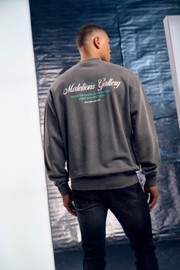 Malelions GALLERY SWEATER MM2 AW25 34 ACID WASH