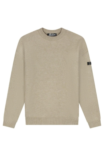 Malelions Trui OVERSIZED KNITTED SIGNATURE SWEATER MM2 AW25 52 BEIGE