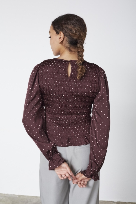 SisterS point bordeaux dames blouse | Model achteraanzicht