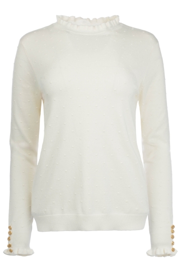 NED Trui FLEET LS RMB BREI 25W1 U106 43 01 ecru